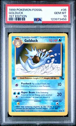 1999 POKEMON FOSSIL 1ST ED #35 GOLDUCK PSA 10 - Image 1
