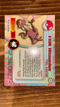 1999 Topps Pokemon #106 Hitmonlee Holo Foil Blue Logo - Image 3