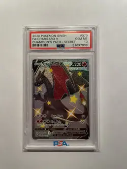 2020 POKEMON SWORD & SHIELD CHAMP'S PATH SECRET #079 FULL ART/CHARIZARD V PSA 10 - Image 1