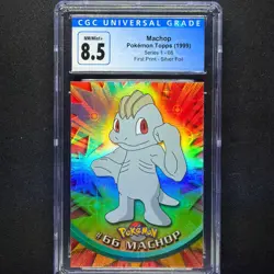 topps Pokemon TV Edition Series 1 Rainbow Holo Foil CGC 8.5 #66 Machop - Image 1