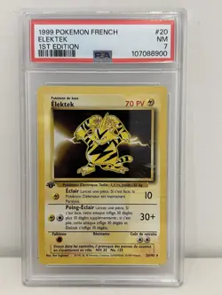1999 Pokemon FRENCH 1st Edition Base Set Elektek-Electabuzz 20/102 PSA 7 - Image 1