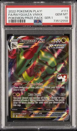 2022-2023 POKEMON PLAY! POKEMON PRIZE PACK #111 FULL ART/RAYQUAZA VMAX PSA 10 - Image 1