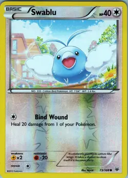 Swablu 73/108 Common - Pokemon TCG XY: Roaring Skies - Reverse Holo (LP) - Image 1