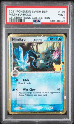 2021 POKEMON SWSH BLACK STAR PROMO CELEBRATIONS COLL #136 MIMIKYU-HOLO PSA 9 - Image 1