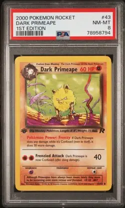 2000 Pokemon Team Rocket 1st Edition Dark Primape #43 PSA8 - Image 1