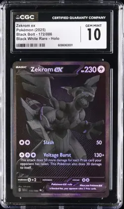 2025 POKEMON BLACK BOLT #172 ZEKROM CGC 10 GEM MINT - Image 1