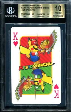 BGS 10 King Of Hearts Pokemon Center Mario Pikachu Playing Card Pokemon - Image 1