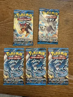 5 Sealed Pokemon Black & White Plasma Storm Booster Packs - Image 1