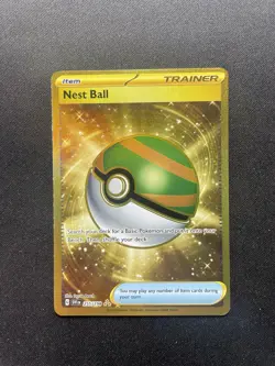Pokemon Nest Ball 255/198 Scarlet & Violet Gold Hyper Rare Full Art Holo NM - Image 1