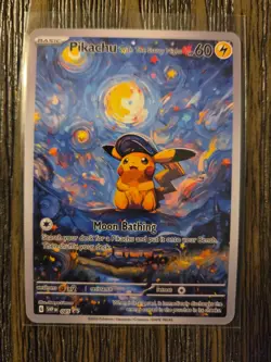 Pokemon Pikachu Starry Night Van Gogh Black Star Promo Fan Art Card - 60 HP - Image 1