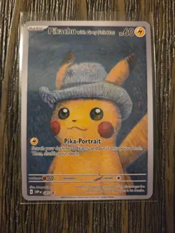 Pokemon Pikachu with Felt Hat Van Gogh Black Star Promo Fan Art Card - 60 HP - Image 1