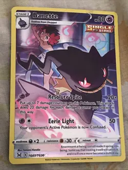 Pokemon Card TCG Banette TG07/TG30 Swsh11: Lost Origin Trainer Gallery Holo VLP - Image 1