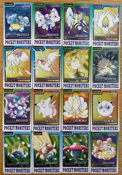 Bandai Pokemon Carddass 16 Card Bundle Raichu Crease Included Vintage Set - Image 1