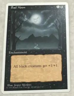 Bad Moon LP/MP 4th Edition Rare 1995 Magic the Gathering Card MTG TCG - Image 1