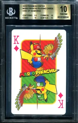 BGS 10 King Of Diamonds Pokemon Center Mario Pikachu Playing Card Pokemon - Image 1