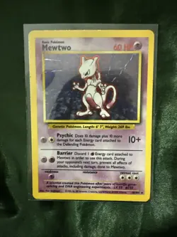 Pokemon TCG Mewtwo Holo Rare Card Base Set 10/102 - Image 1