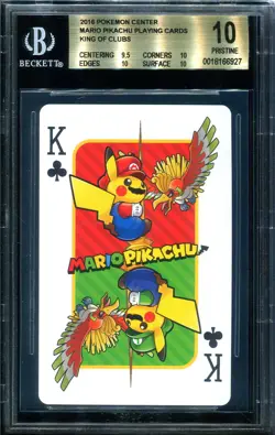 BGS 10 King Of Clubs Pokemon Center Mario Pikachu Playing Card Pokemon - Image 1