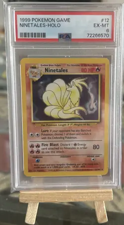 1999 Pokemon Game Base Set NINETALES Holo #12 EX-MT PSA 6 - Image 1