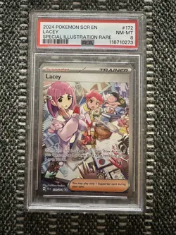 Pokemon Lacey Full Art 172/142 Stellar Crown SIR PSA 8 - Image 1