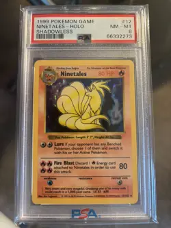 1999 Pokemon Ninetales Shadowless Base Set Holo 12/102 PSA 8 - Image 1