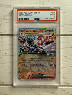 2024 Pokemon SSP Ceruledge EX 036/191 Surging Sparks Double Rare Holo PSA 9!! - Image 1