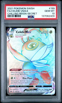 2021 POKEMON SWORD & SHIELD CHILLING REIGN SECRET FULL ART/CELEBI VMAX PSA 10 - Image 1