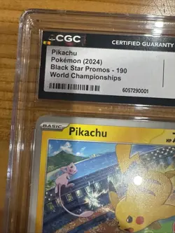 PIKACHU 2024 POKEMON BLACK STAR PROMOS WORLD CHAMPIONSHIPS 190 CGC 9 MINT - Image 3