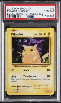 2016 POKEMON XY EVOLUTIONS CRACKED ICE #35 PIKACHU-HOLO PSA 10 - Image 1