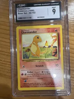 Pokemon Base Set Charmander 46/102 CGC Mint 9 - Image 1