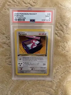 Porygon 1st Edition Team Rocket 2000 Pokemon 48/82 PSA 9 Mint WOTC Vintage - Image 1