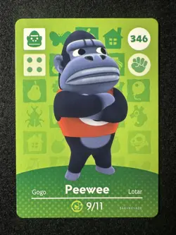Peewee #346 Animal Crossing Amiibo Card Series 4 Authentic +Tracking# - Image 1