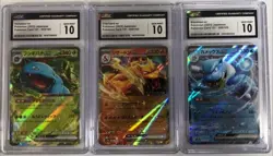 SET 3 CGC 10 GEM MINT Japanese Pokemon 151 Charizard Blastoise 3 9 006/165 sv2a - Image 1