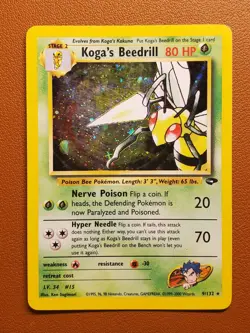 Kogas Beedrill 9/132 Holo Unlimited Rare - LP Pokemon WOTC Gym Challenge - Image 1