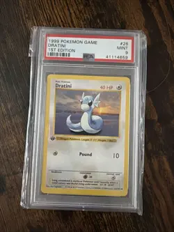 1999 Pokemon Game Base Set 1st Edition #26 DRATINI PSA 9 - Image 1