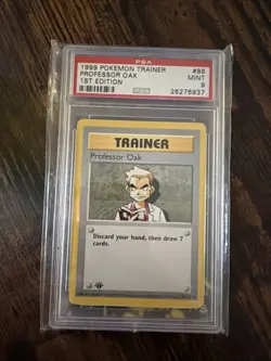 Pokemon PSA 9 1st Edition Base Professor Oak - Image 1