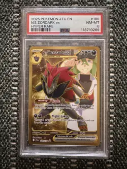 2025 Pokemon N'S ZOROARK EX #189/159 Journey Together PSA 8 - Image 1