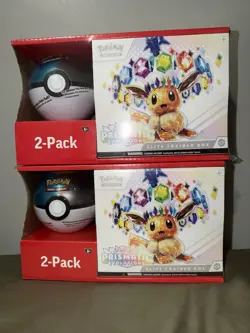 2 POKEMON PRISMATIC EVOLUTIONS ETB ELITE TRAINER BOX & POKEBALL SAMS CLUB BUNDLE - Image 1
