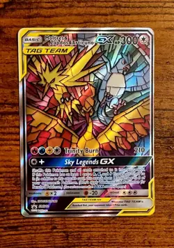 Pokemon TCG Moltres Zapdos Articuno GX SM210 Stained Glass Promos Holo - Image 1