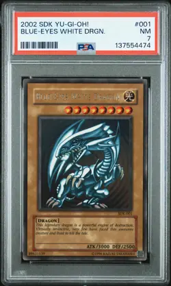 2002 YU-GI-OH! STARTER DECK: KAIBA #001 BLUE-EYES WHITE DRAGON PSA 7 - Image 1