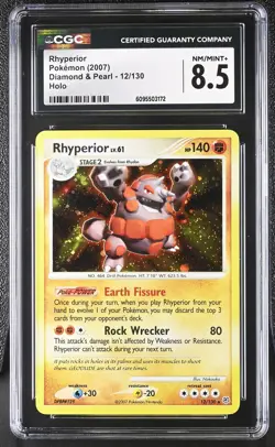 CGC 8.5 Rhyperior 12/130 Holo Diamond & Pearl Pokemon Card - Image 1