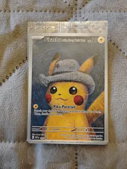Pikachu Grey Felt Hat Van Gogh Promo SVPEN085 Sealed Pokemon Card Japanese - Image 1