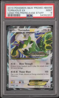 TORNADUS EX BW96/113 LEGENDARY TREASURES PRERELEASE STAFF PROMO POKEMON PSA 9 - Image 1