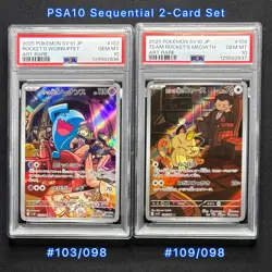 PSA 10 Rocket Meowth Wobbuffet AR 103 109 SV10 Sequential 2-Card Set JP Pokemon - Image 1
