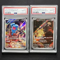 PSA 10 Rocket Meowth Wobbuffet AR 103 109 SV10 Sequential 2-Card Set JP Pokemon - Image 2