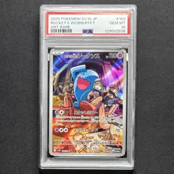 PSA 10 Rocket Meowth Wobbuffet AR 103 109 SV10 Sequential 2-Card Set JP Pokemon - Image 4