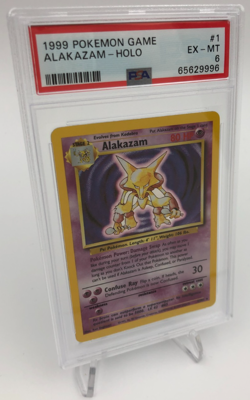 1999 POKEMON GAME Trading Card ALAKAZAM - HOLO #1 graded slab PSA EX-MT 6 - Image 1
