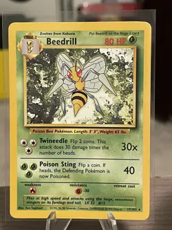 Pokemon Beedrill 17/102 Base Set Unlimited Rare LP - Image 1