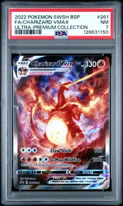 2022 POKEMON SWSH BLACK STAR PROMO #261 FULL ART/CHARIZARD VMAX PSA 7 - Image 1