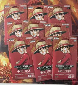 One Piece OP-13 Carrying on His Will Sleeved Booster Packs (LOT OF 9) IN HAND - Image 1