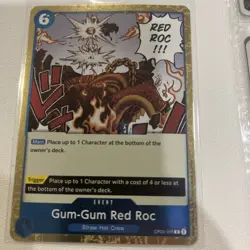 One Piece Card Game English Kingdoms of Intrigue Gum-Gum Red Roc OP04-056 NM T6 - Image 1